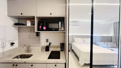 Flat p/ 4 pessoas c/ Terraço-Miramar Hospedagens