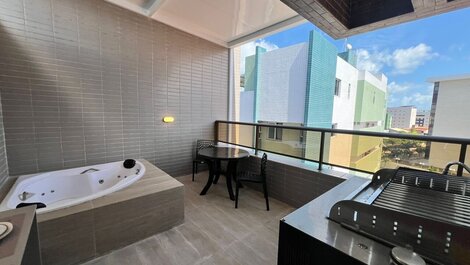 Flat No Caribessa com banheira no terraço –Miramar