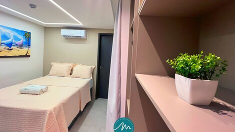 Flat No Caribessa com banheira no terraço –Miramar