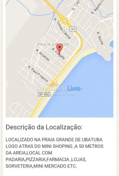 Apartment for vacation rental in Ubatuba (Praia Grande)