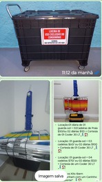 Lixeira e equipamento de praia