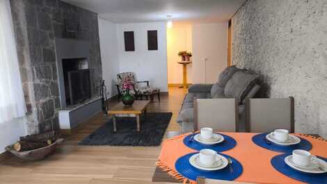 Sala de estar com lareira 