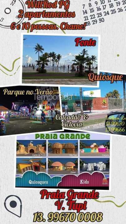 Apartamento para alquiler de vacaciones em Praia Grande (Vila Tupi)
