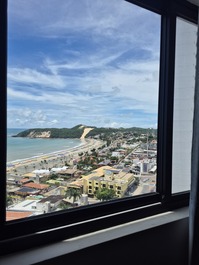 VISTA INCRÍVEL PARA O MAR -13° ANDAR - Flat com cozinha e varanda