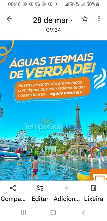 Apartamento para aluguel de temporada em Caldas Novas (Bairro Termal)