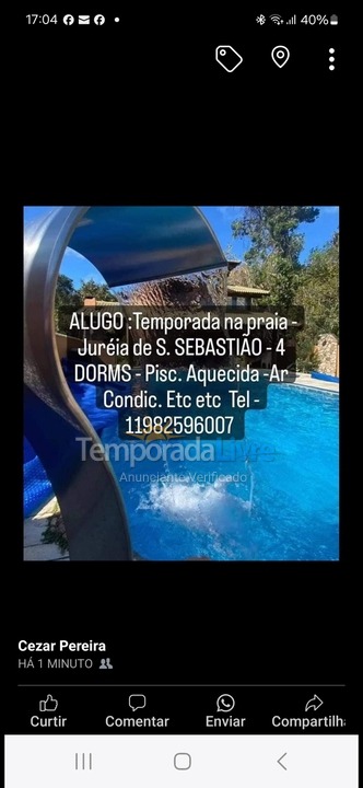 Casa para aluguel de temporada em São Sebastião (Praia da Jureia)