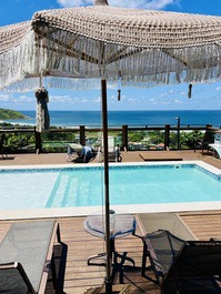 Pousada, 5 casas com vista para o mar, serviço de limpeza diario