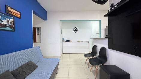 Sala completa com sofá cama casal