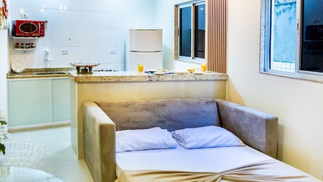 Recreio: Apartamento frente al mar, ¡a 9 minutos a pie de la playa! Con aire acondicionado.