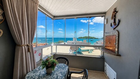 Apartamento con vista al mar en alquiler en Bombinhas 01 suite (LA0009)