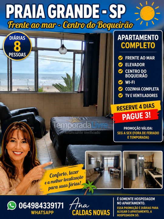 Apartment for vacation rental in Praia Grande (Boqueirão)