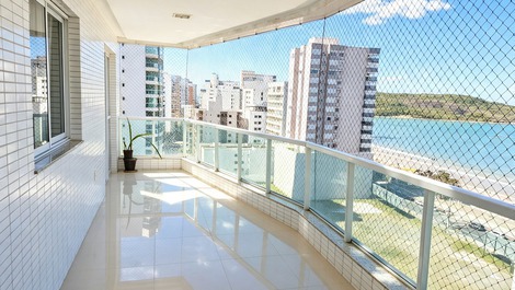 Balcony with sea view, 2 suites, 3 bedrooms, 2 parking spaces, Morro Beach, Guarapari, ES