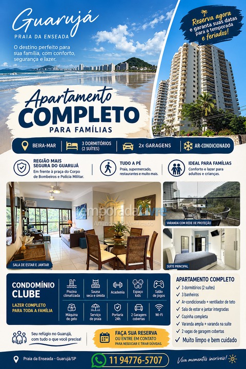 Apartment for vacation rental in Guarujá (Enseada)