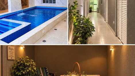 Piscina, corredor lateral e area de serviço (algumas decorações não fazem parte da decoração)