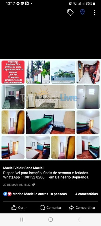 House for vacation rental in Itanhaém (Bopiranga)