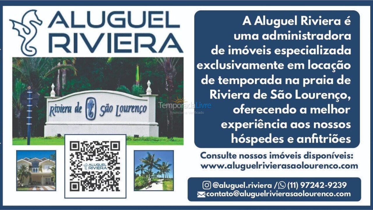 Apartamento para aluguel de temporada em Bertioga (Riviera de São Lourenço)