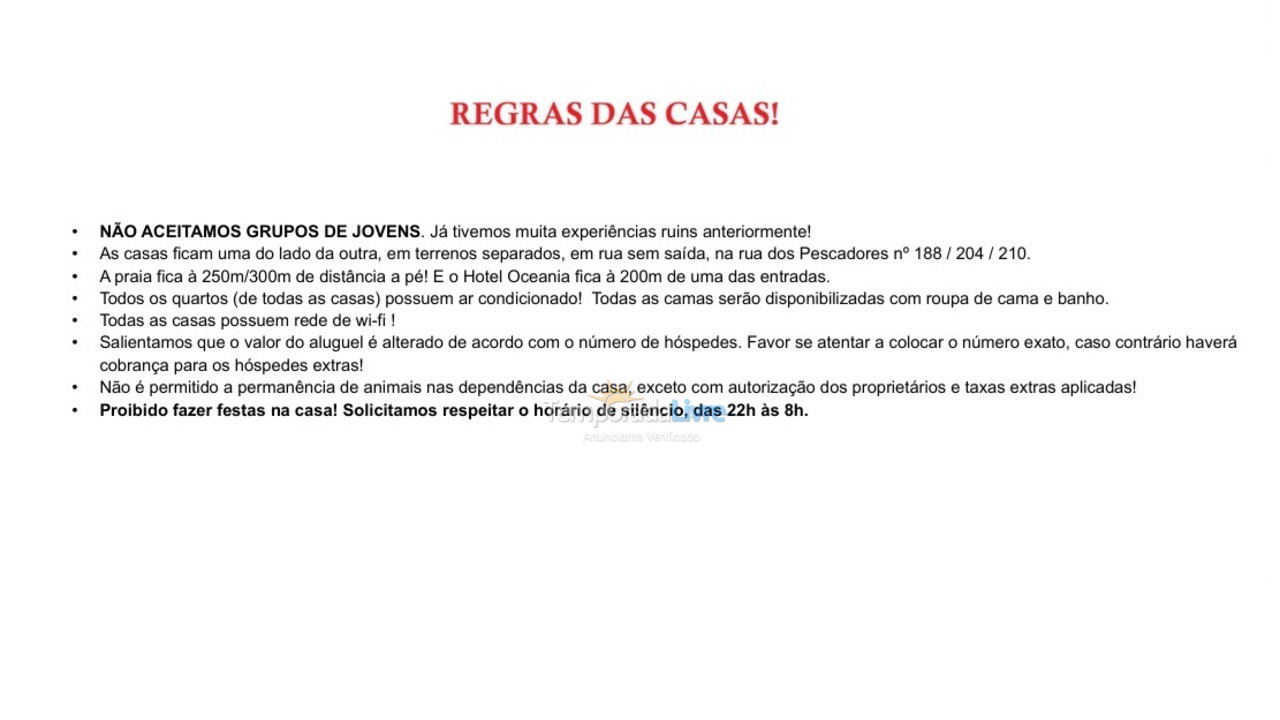 Casa para aluguel de temporada em Florianopolis (Praia dos Ingleses)